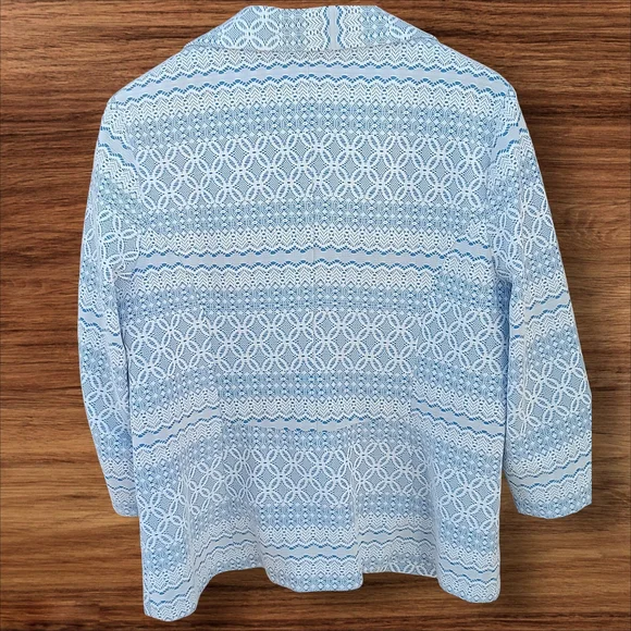 Cato Blue & White Lace Pattern Blazer – Size XL - Picture 3 of 7